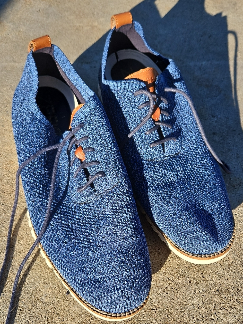 Cole Haan Blue Knit Oxfords with Tan Accents